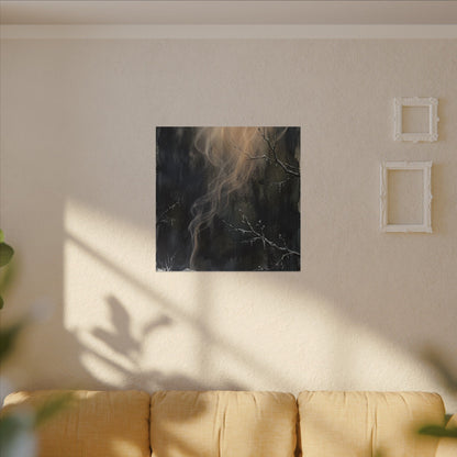 Incense Smoke Winter Canvas Art | Dark Japandi Moody Design