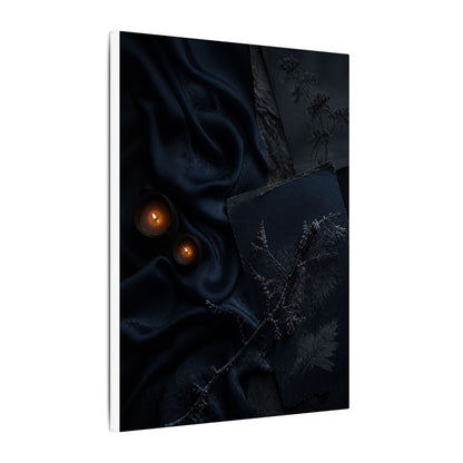 Candlelight Silk Drape Canvas Art - Dark Japandi Kanso