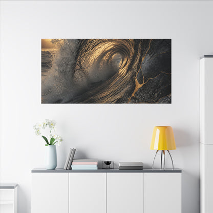 Kanso Ocean Wave Canvas Art - Kintsugi Gold Vein