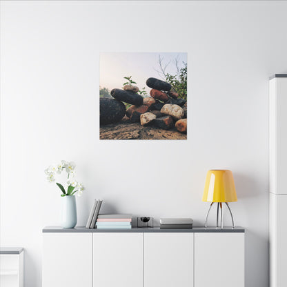 River Stones Canvas Art | Spring Kintsugi Broken Beauty Art