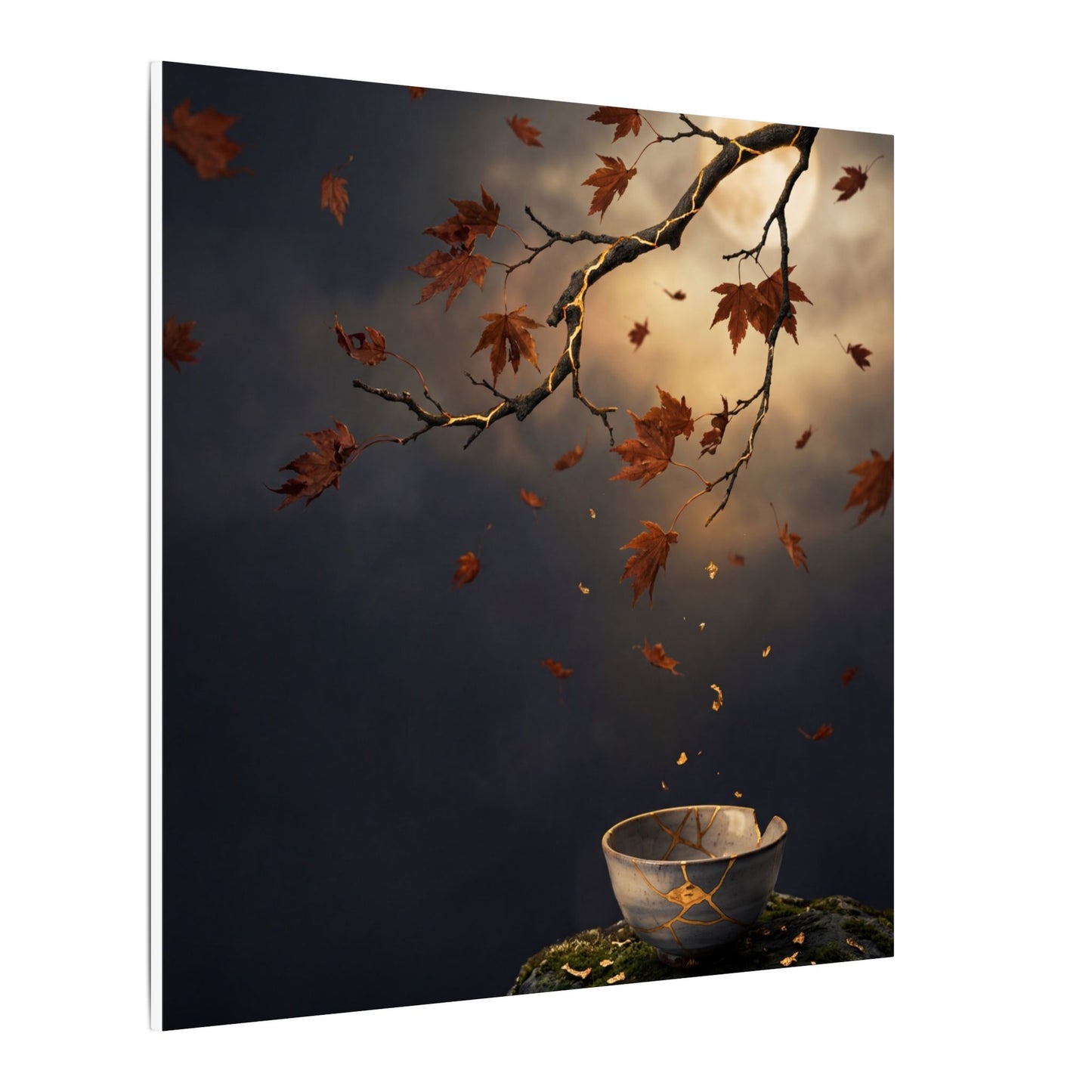 Moonlit Garden Gold Repair Canvas Art | Beautiful Kintsugi Art