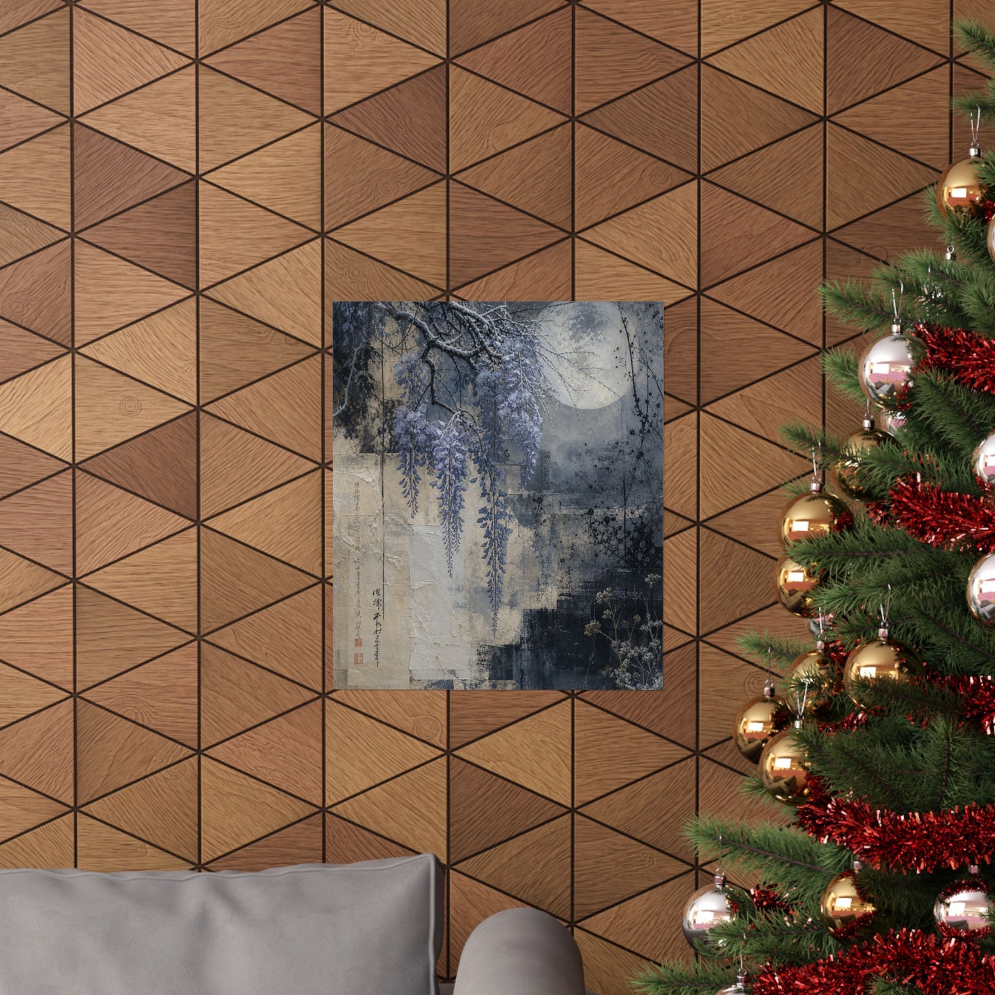 Moonlight Wisteria Wall Art Print - Japandi Seijaku