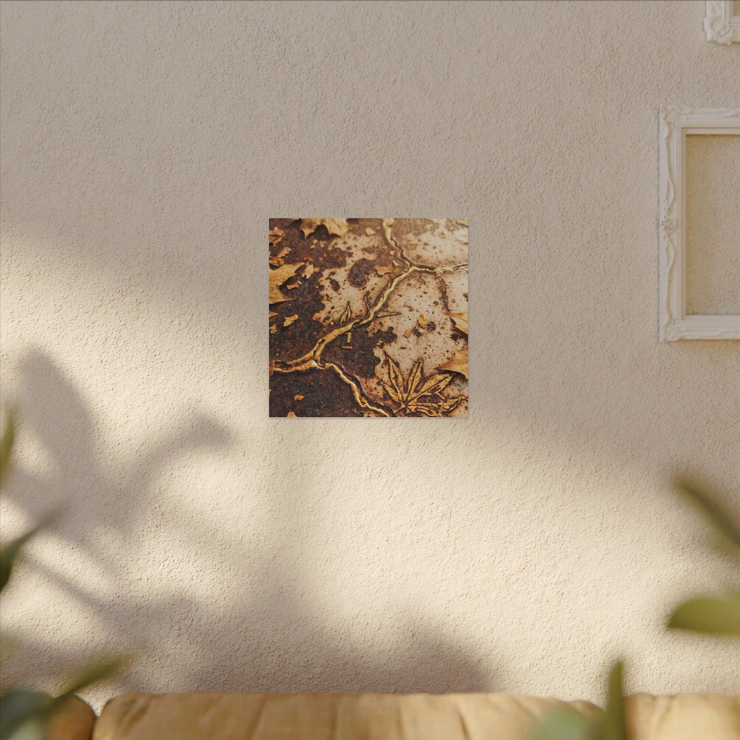 Kintsugi Rust Patina in Golden Hour | Gold Vein Canvas Art
