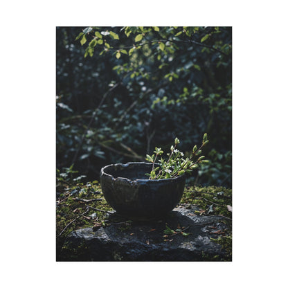 Dappled Ceramic Bowl Canvas Art - Dark Japandi Datsuzoku