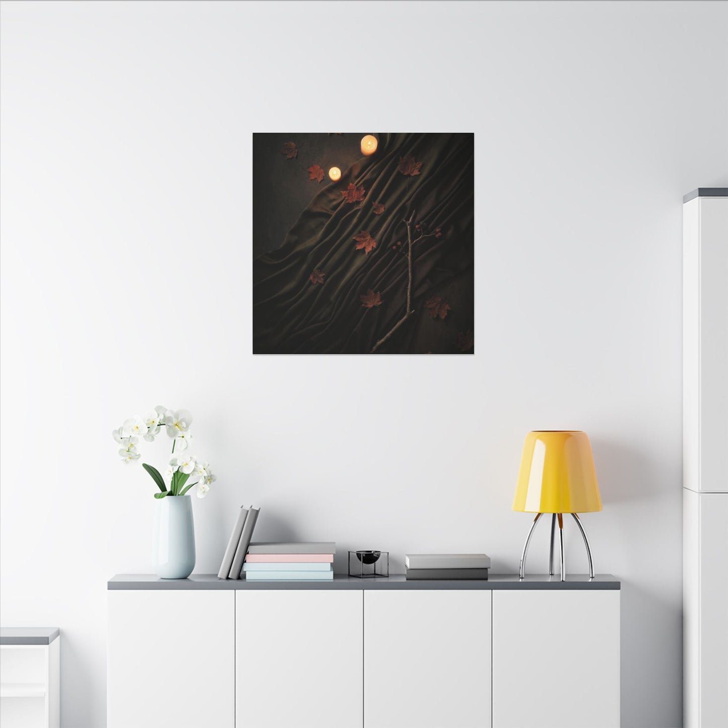 Autumn Silk Drape Moody Minimal Canvas Art | Moody Decor