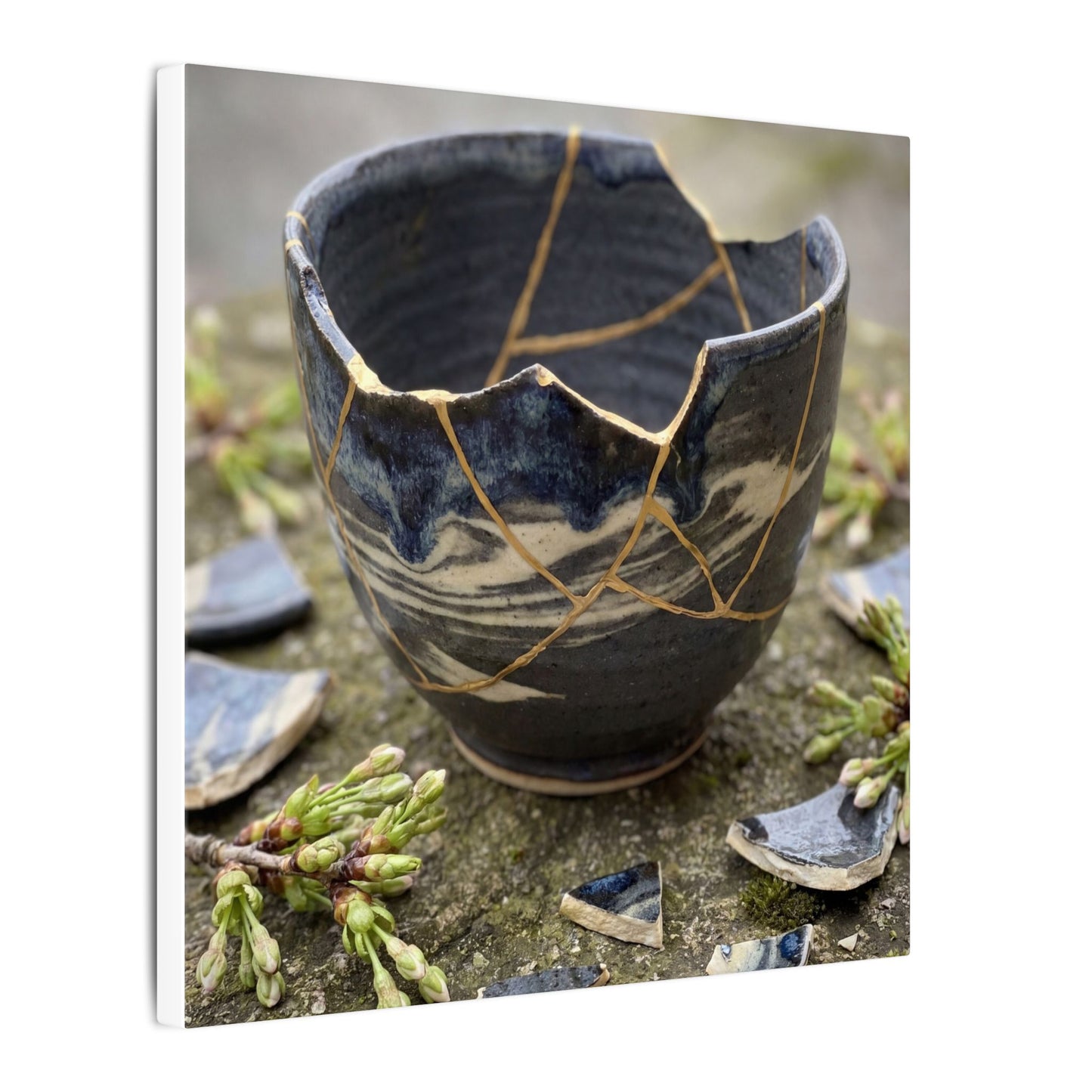 Datsuzoku Ceramic Bowl Canvas Art - Kintsugi Gold Repair