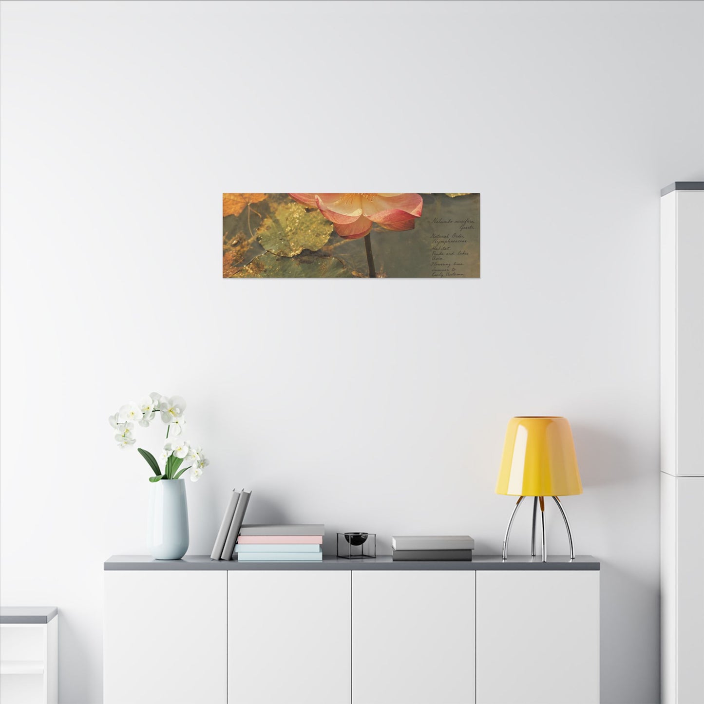 Autumn Lotus Flower Herbarium Canvas Art | Rustic Decor