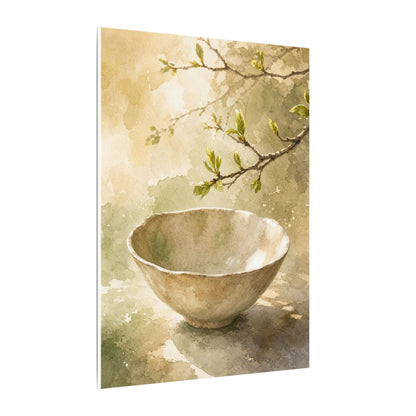 Warm Ceramic Bowl Canvas Art - Watercolor Japandi