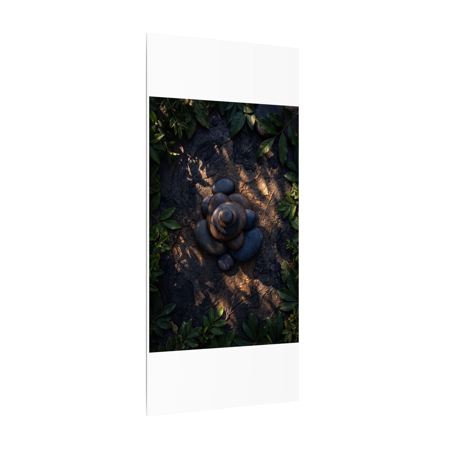 Ma River Stones Canvas Art - Dark Japandi Dark Texture