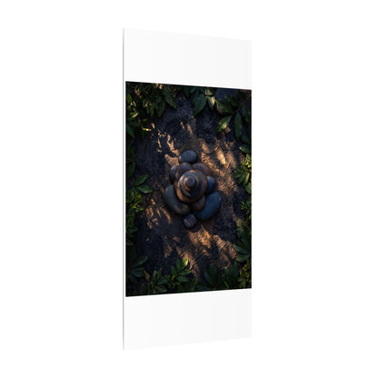 Ma River Stones Canvas Art - Dark Japandi Dark Texture