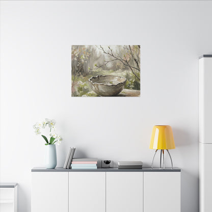Japandi Ceramic Bowl in Overcast | Minimal Line Canvas Art