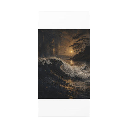 Ocean Wave Dark Texture Canvas Art | Bold Dark Japandi Art