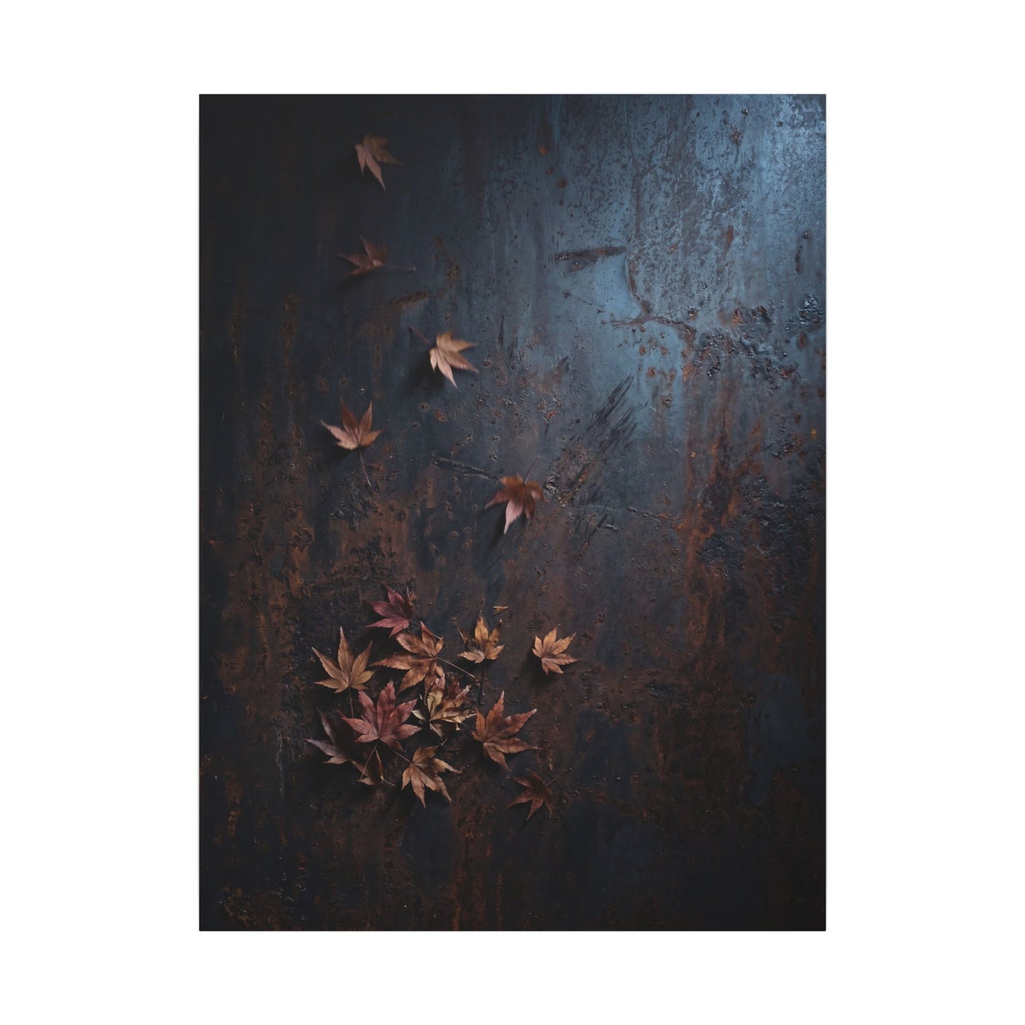 Moonlight Rust Patina Canvas Art - Dark Japandi Mono No Aware