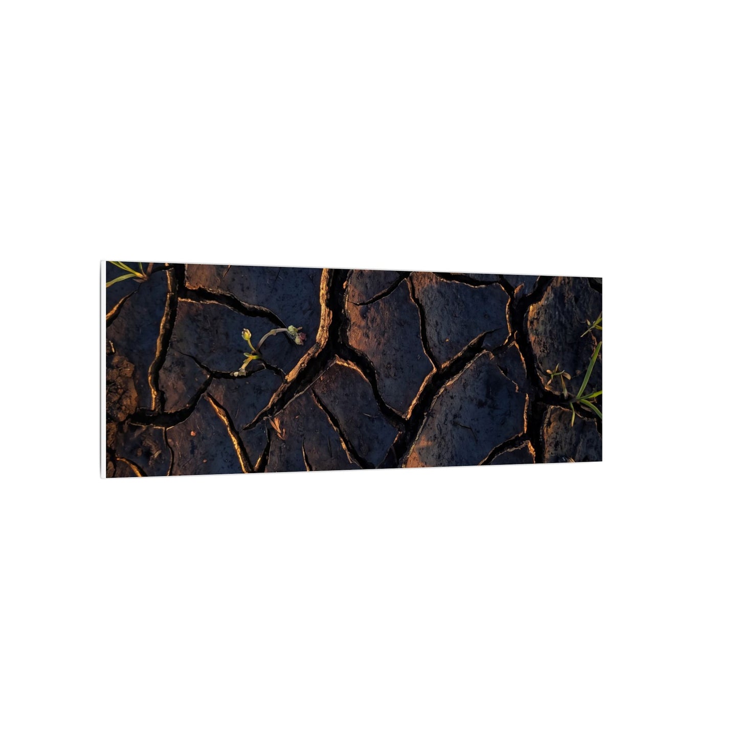 Cracked Earth Moody Minimal Canvas Art | Luxurious Dark Japandi Art