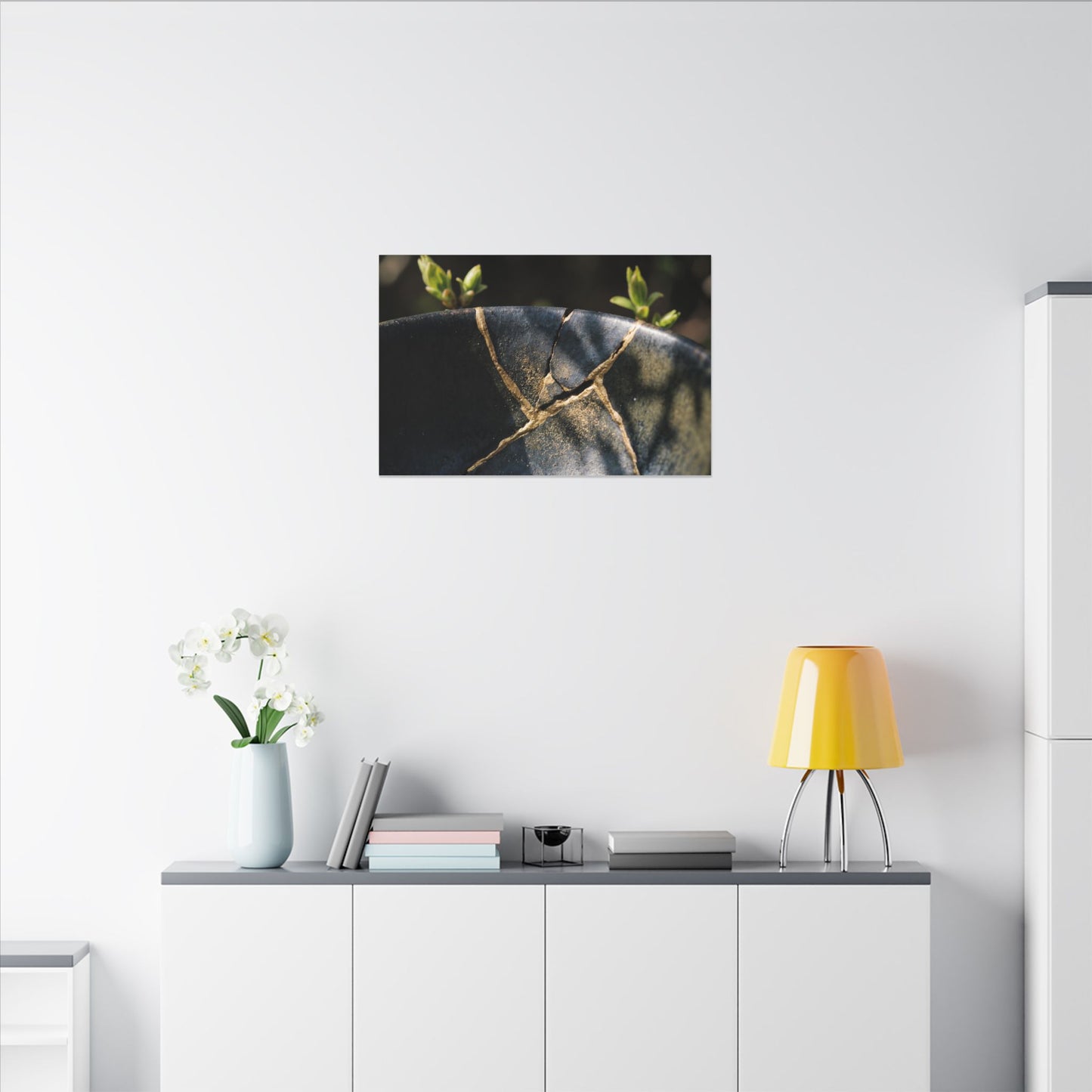 Seijaku Broken Pottery Canvas Art - Dark Japandi Shadow Zen