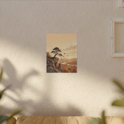 Pine Tree Autumn Canvas Art | Japandi Warm Design