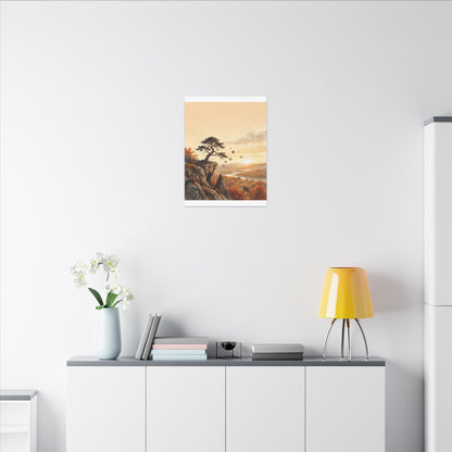 Pine Tree Autumn Canvas Art | Japandi Warm Design