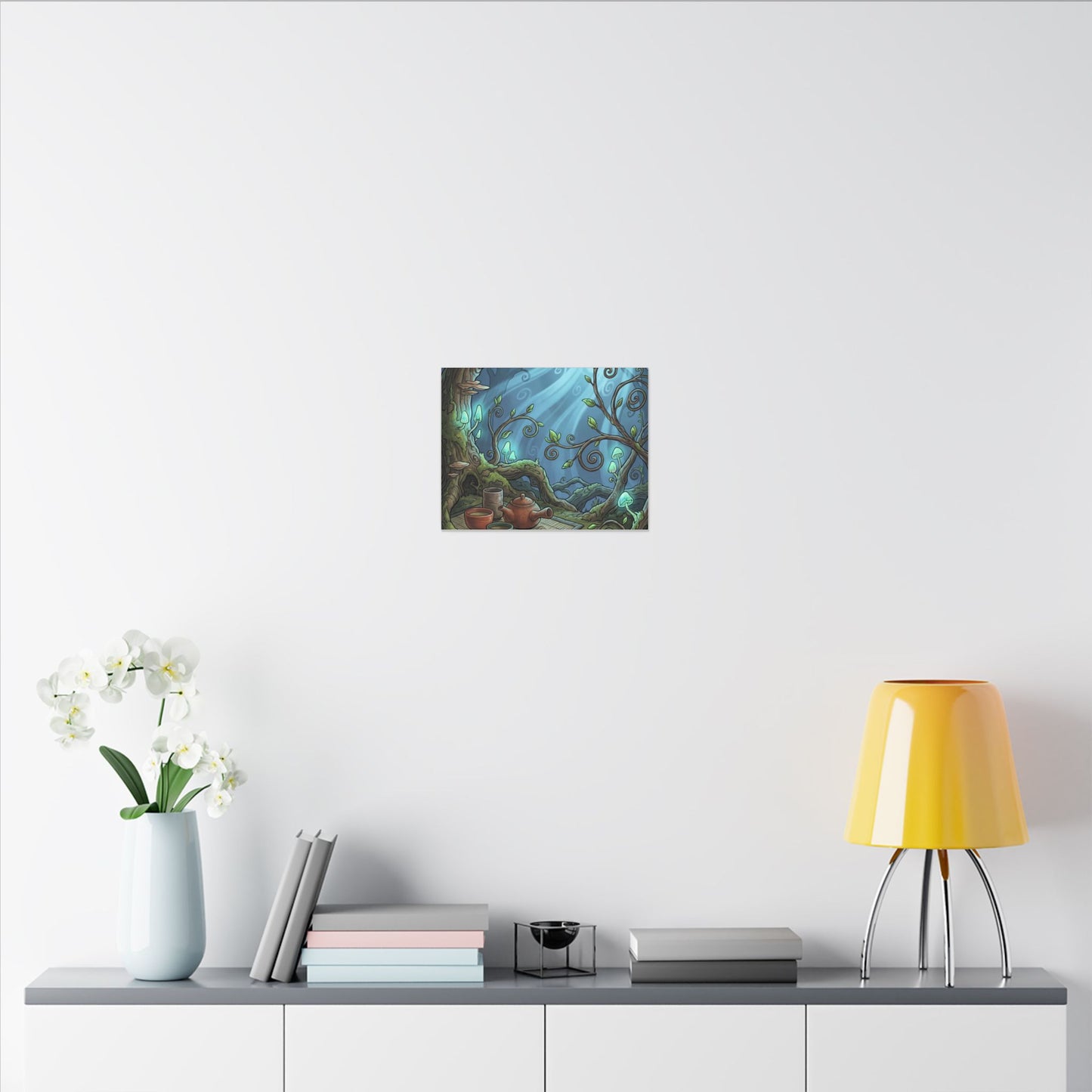 Spring Tea Ceremony Forest Whimsy Canvas Art | Cozy Decor