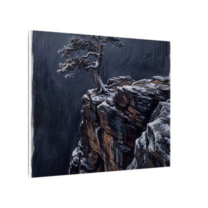 Dark Japandi Pine Tree in Dawn | Dark Texture Canvas Art