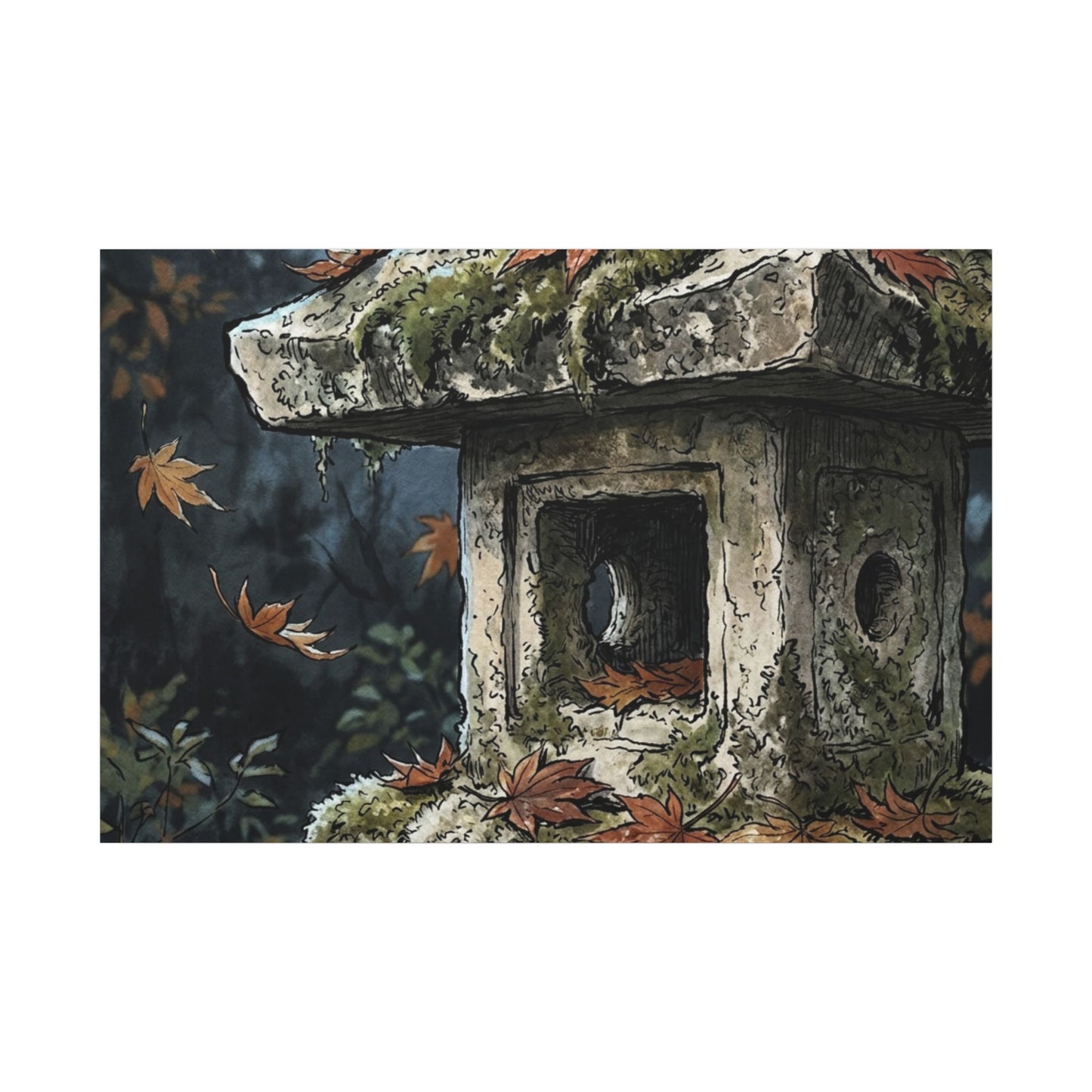 Shibui Stone Lantern Canvas Art - Japandi Minimal Line