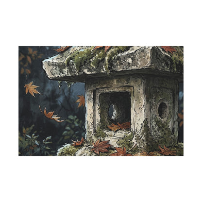 Shibui Stone Lantern Canvas Art - Japandi Minimal Line