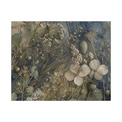 Japandi Dried Flowers in Moonlight | Watercolor Canvas Art