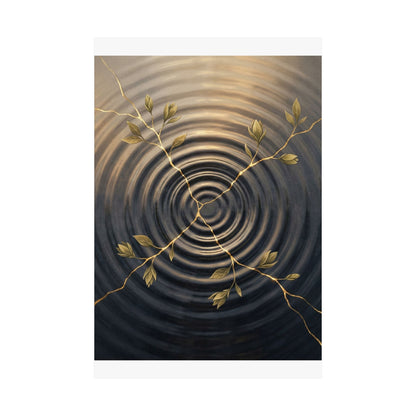 Kanso Water Ripple Wall Art Print - Kintsugi Gold Vein