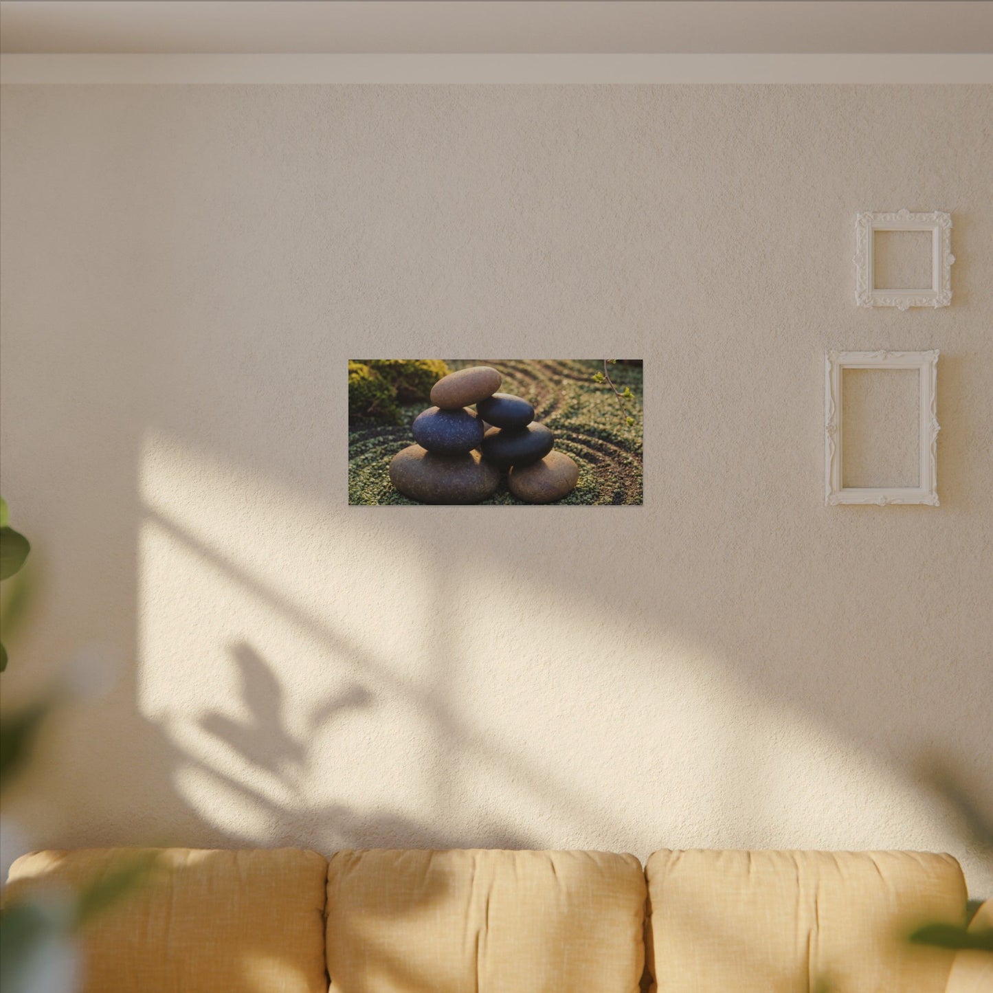 Zen River Stones in Golden Hour | Karesansui Canvas Art