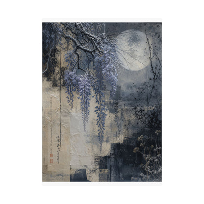 Moonlight Wisteria Wall Art Print - Japandi Seijaku