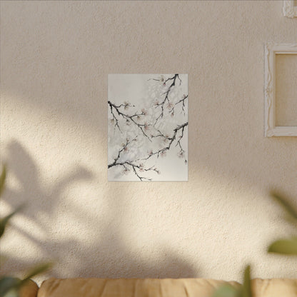 Cherry Blossom Canvas Art | Winter Japandi Watercolor Art