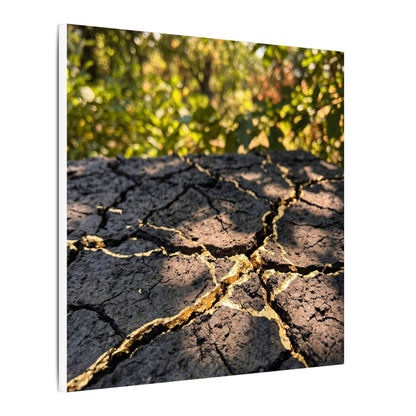 Shibui Cracked Earth Canvas Art - Kintsugi Gold Repair
