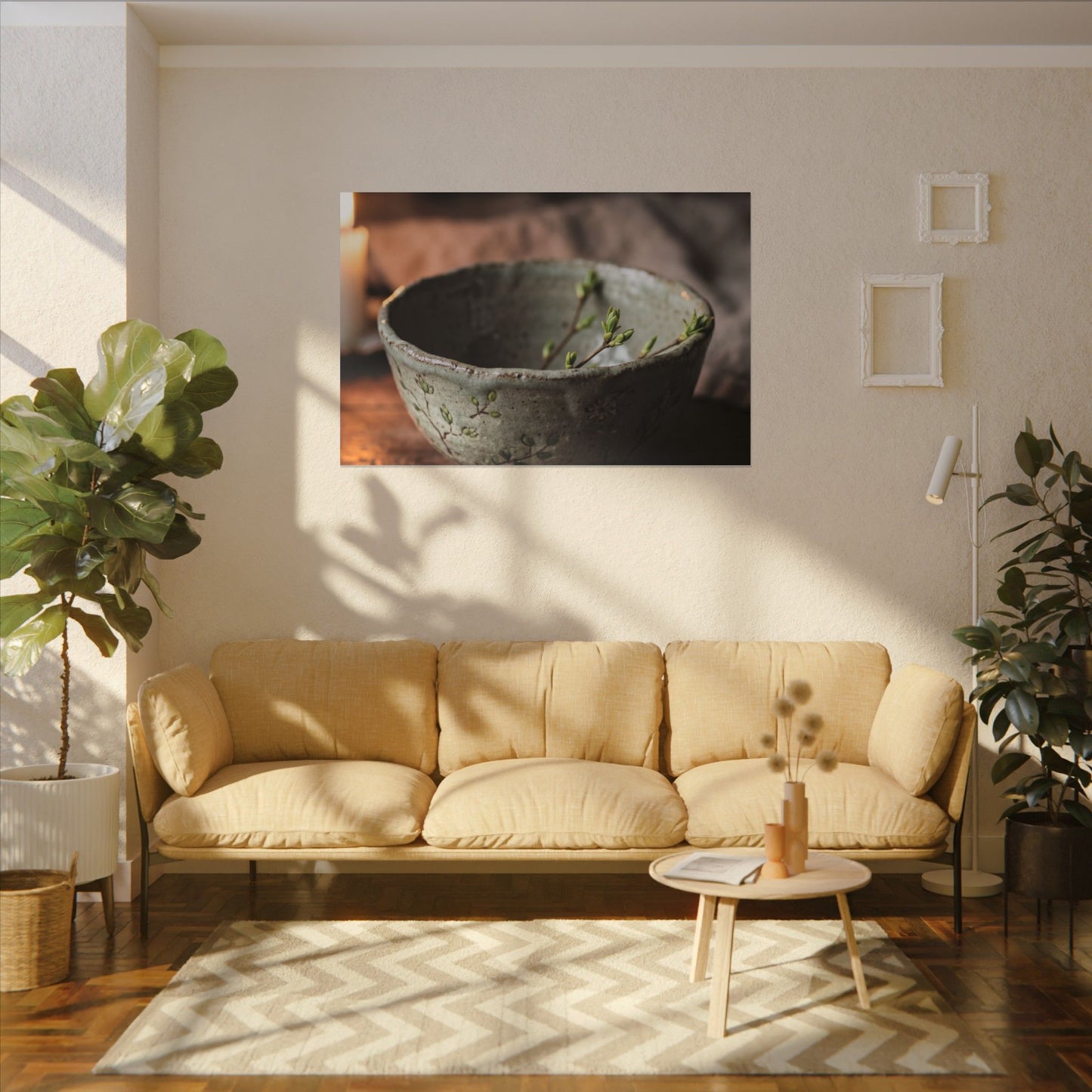 Ceramic Bowl Spring Canvas Art | Japandi Neutral Design
