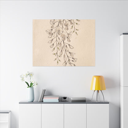 Japandi Wisteria in Golden Hour | Minimal Line Canvas Art