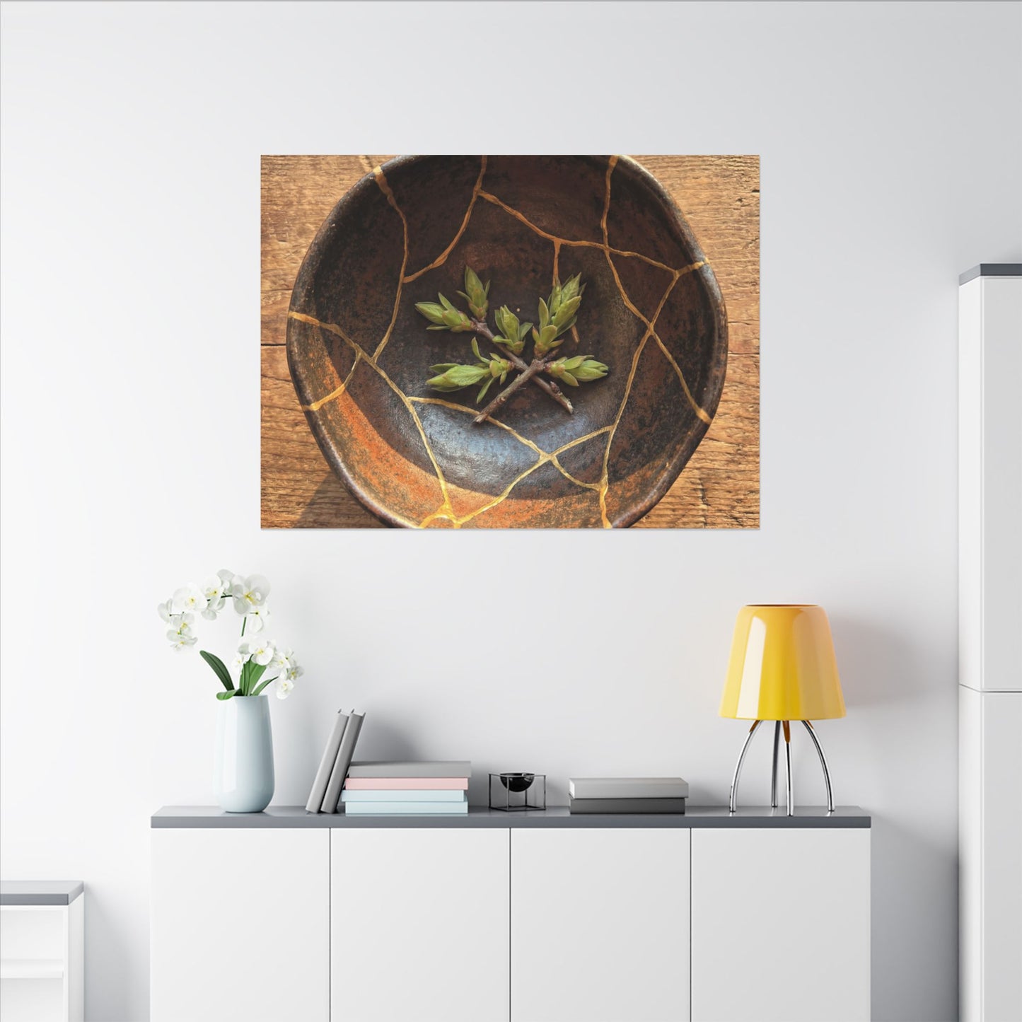 Ceramic Bowl Gold Repair Canvas Art | Resilient Kintsugi Art