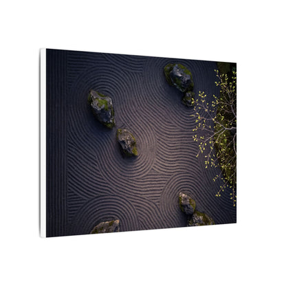 Dark Japandi Rock Garden in Dawn | Shadow Zen Canvas Art