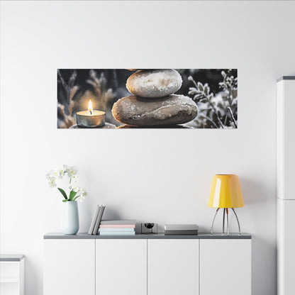 River Stones Canvas Art | Winter Japandi Watercolor Art