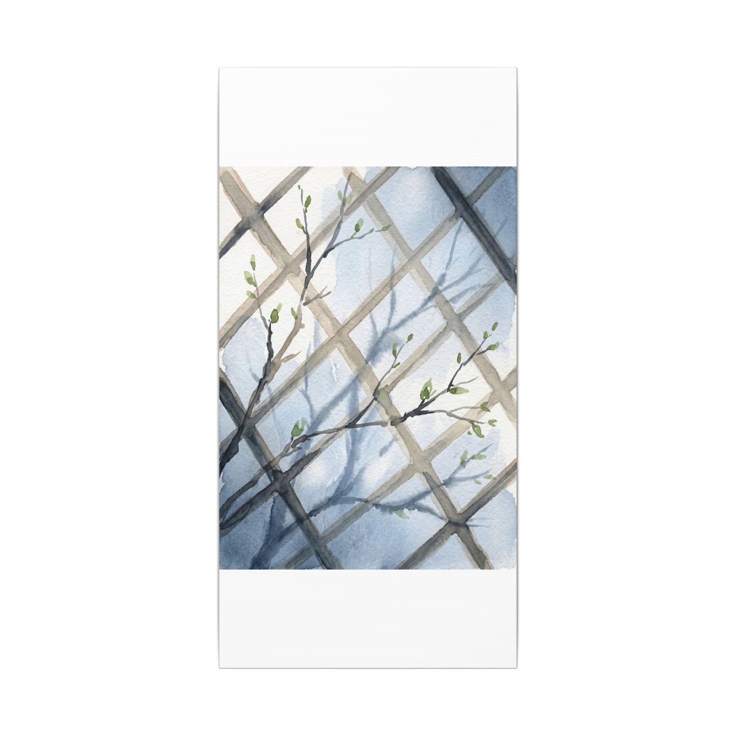 Shoji Screen Canvas Art | Spring Japandi Watercolor Art