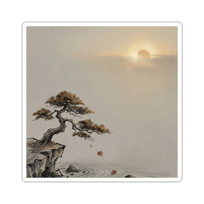 Serene Pine Tree Sticker - Karesansui Zen Art Print