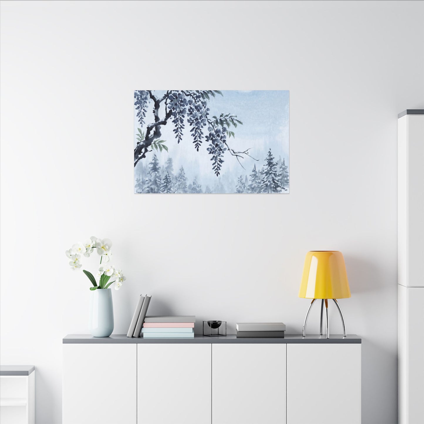 Seijaku Wisteria Canvas Art - Zen Sumi E