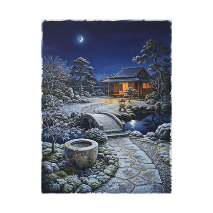 Moonlit Garden Winter Canvas Art | Kintsugi Artful Design