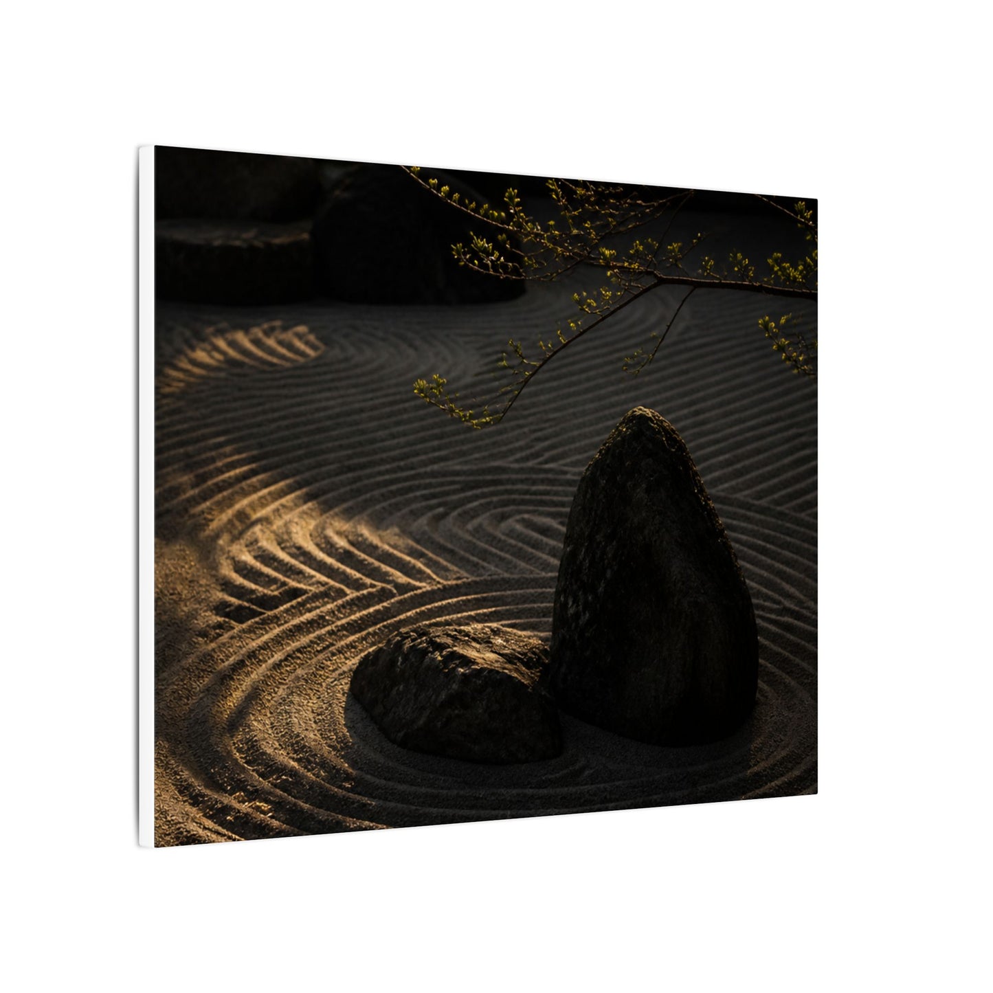 Ma Rock Garden Canvas Art - Dark Japandi Shadow Zen