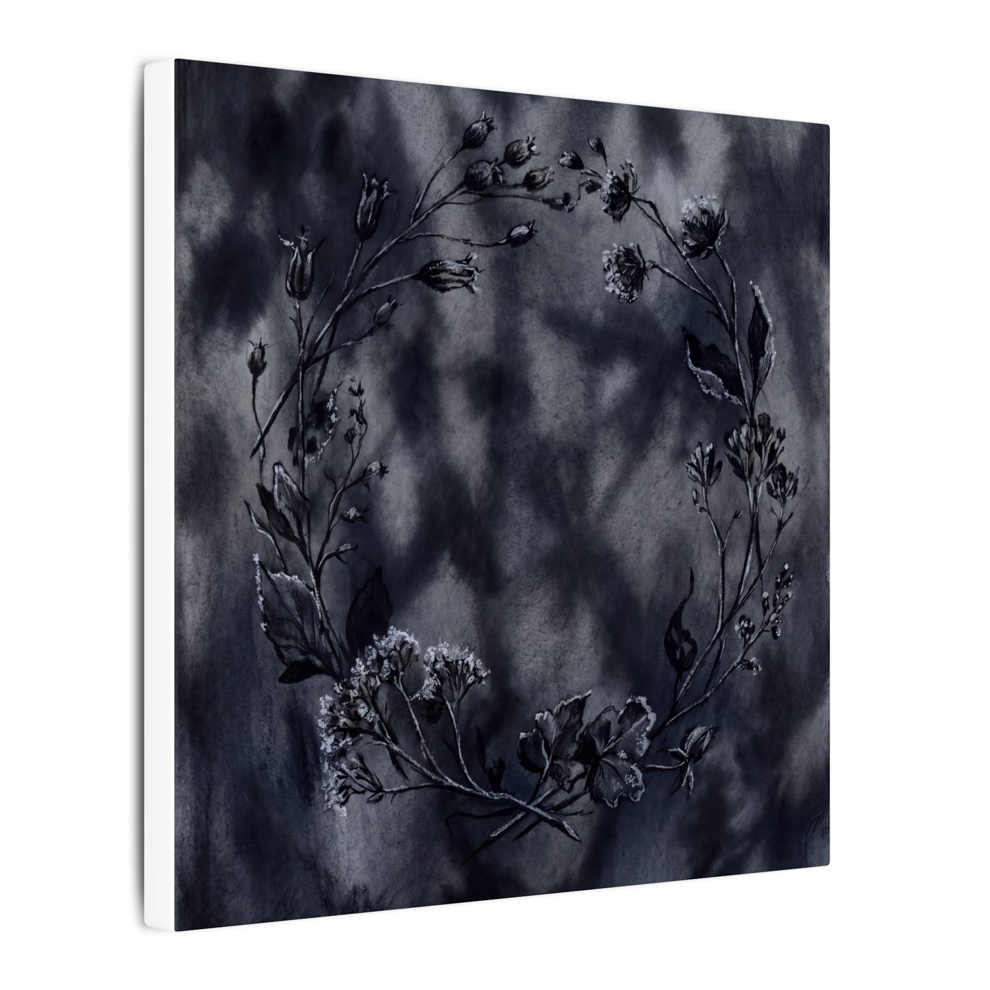 Dried Flowers Canvas Art | Winter Dark Japandi Shadow Zen Art
