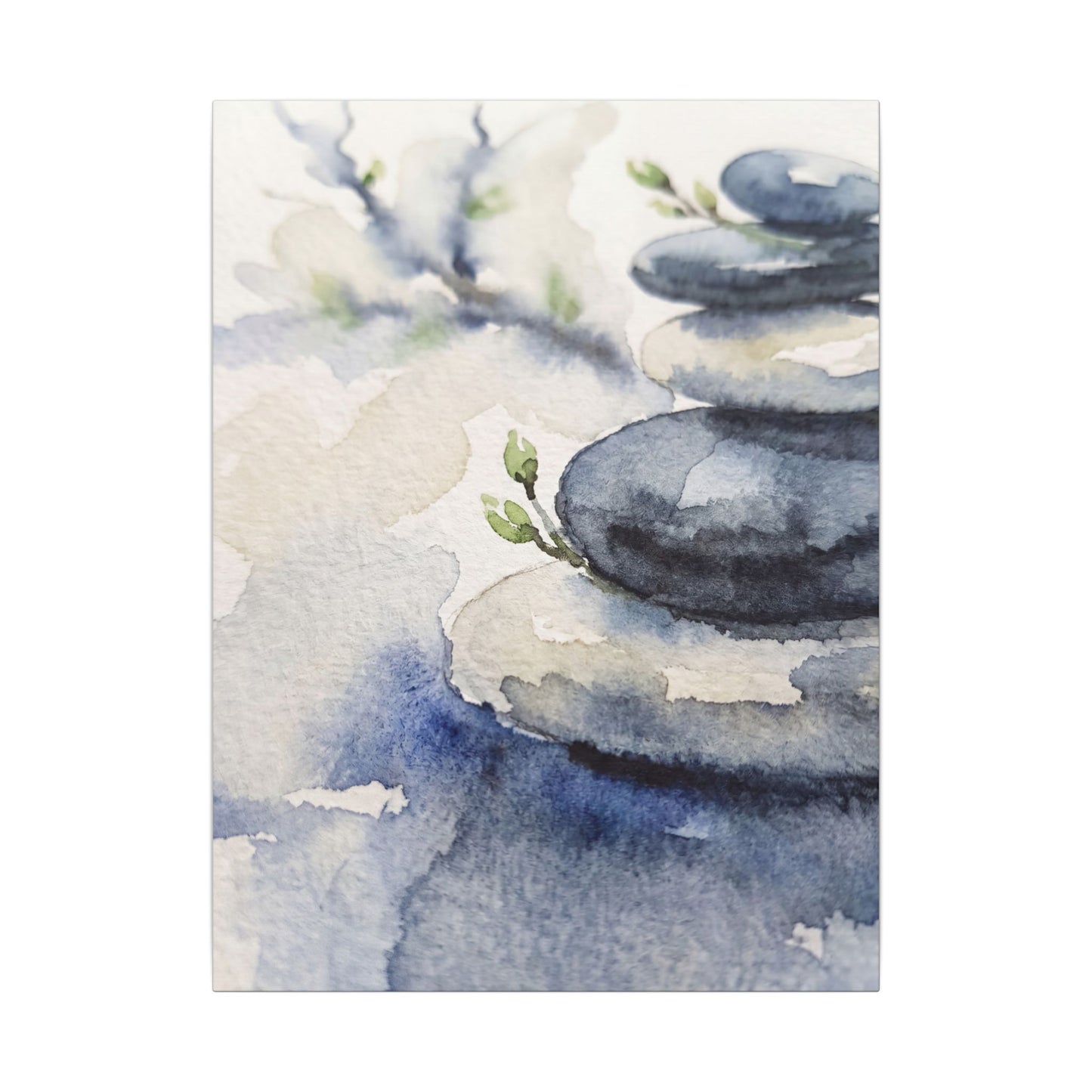 River Stones Watercolor Canvas Art | Cozy Japandi Art