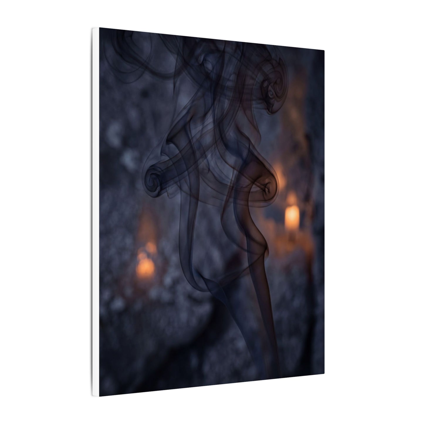 Incense Smoke Winter Canvas Art | Dark Japandi Sophisticated Design
