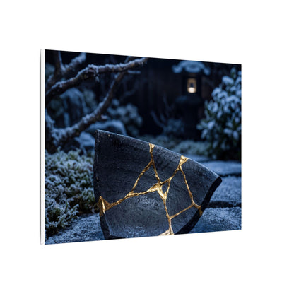 Moonlit Garden Winter Canvas Art | Kintsugi Artful Design