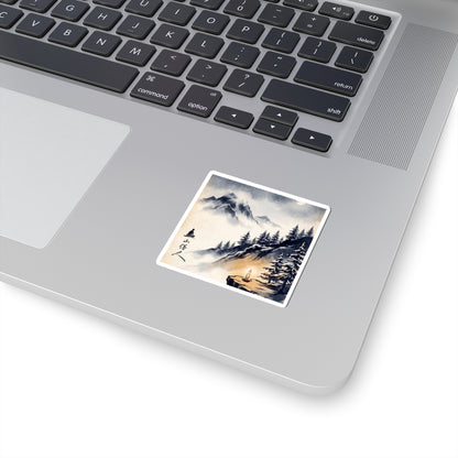 Winter Mountain Mist Ukiyo E Inspired Sticker | Peaceful Decor