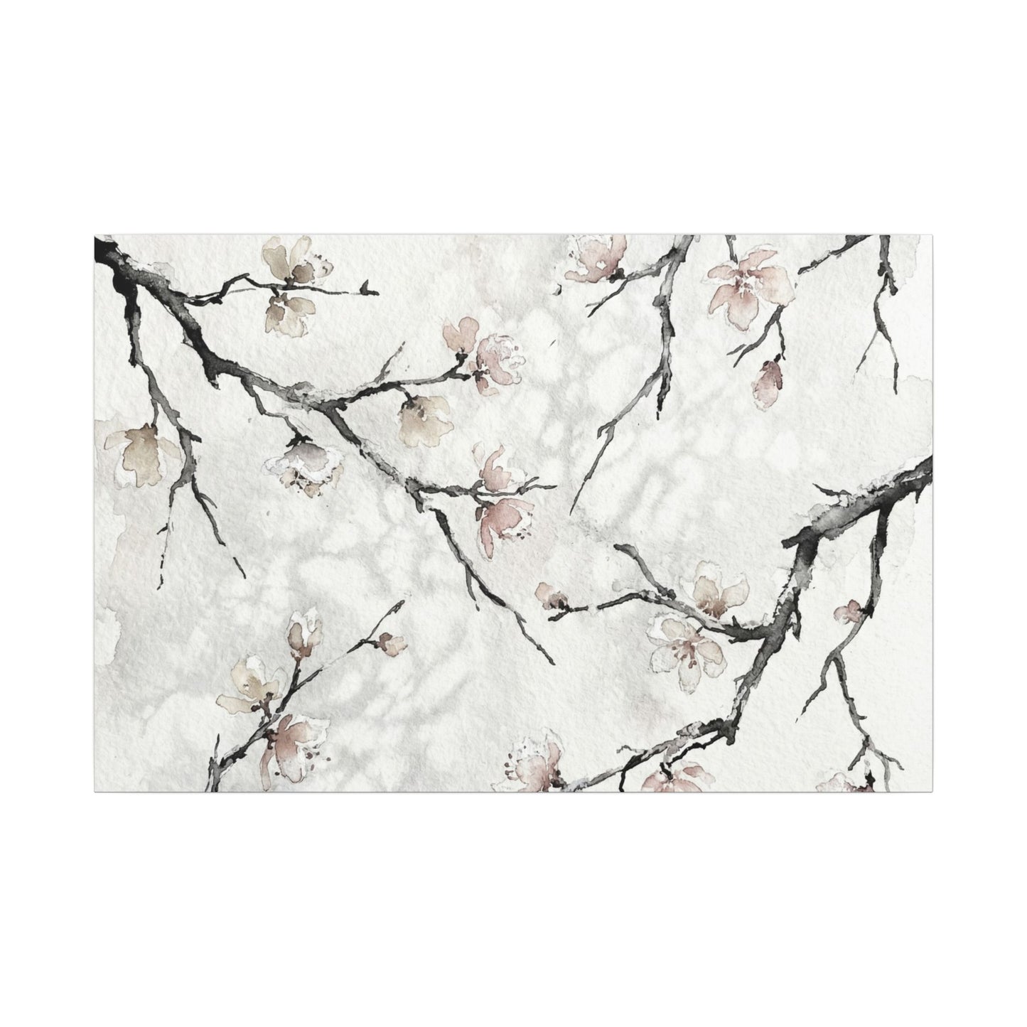 Cherry Blossom Canvas Art | Winter Japandi Watercolor Art Art Print