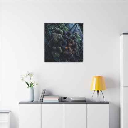 Wild Mushrooms Moody Minimal Canvas Art | Moody Dark Japandi Art