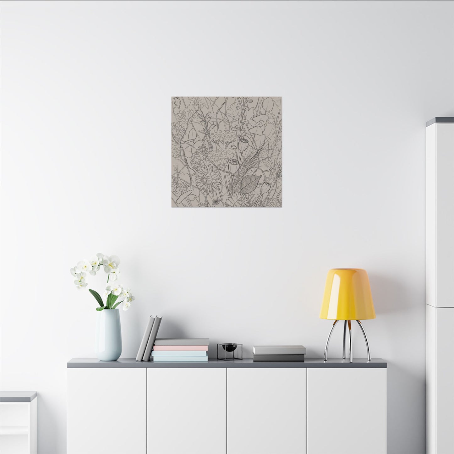 Summer Dried Flowers Minimal Line Canvas Art | Elegant Decor