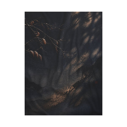 Atmospheric Silk Drape Canvas Art - Charcoal Ink Dark Japandi